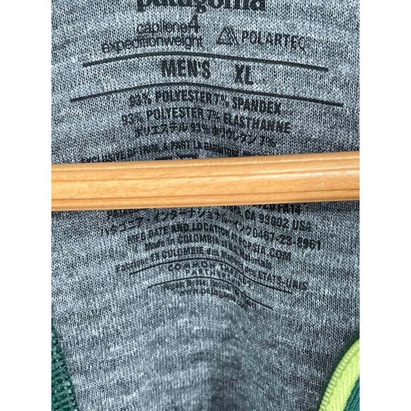 Patagonia 1/4 Zip Shirt Men's Size XL Polartec Long Sleeve Green Gray Thermal - Picture 2 of 12
